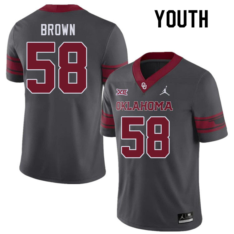 Youth #58 Spencer Brown Oklahoma Sooners College Football Jerseys Stitched-Charcoal